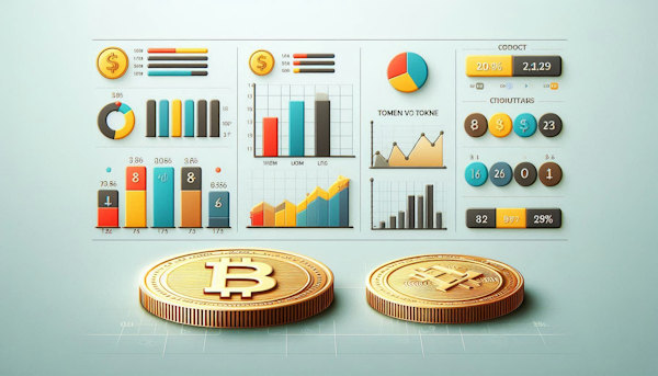 دو کوین و توکن با پس زمینه نمودارها-coin-token-price