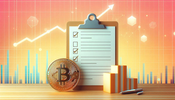 یک چک لیست همراه علامت بیت کوین و نمودار-آموزش تحلیل تکنیکال